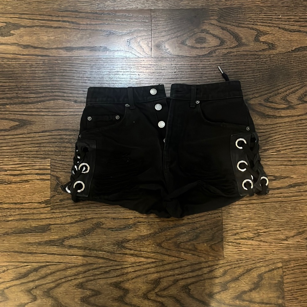 carmar ripped black jean shorts